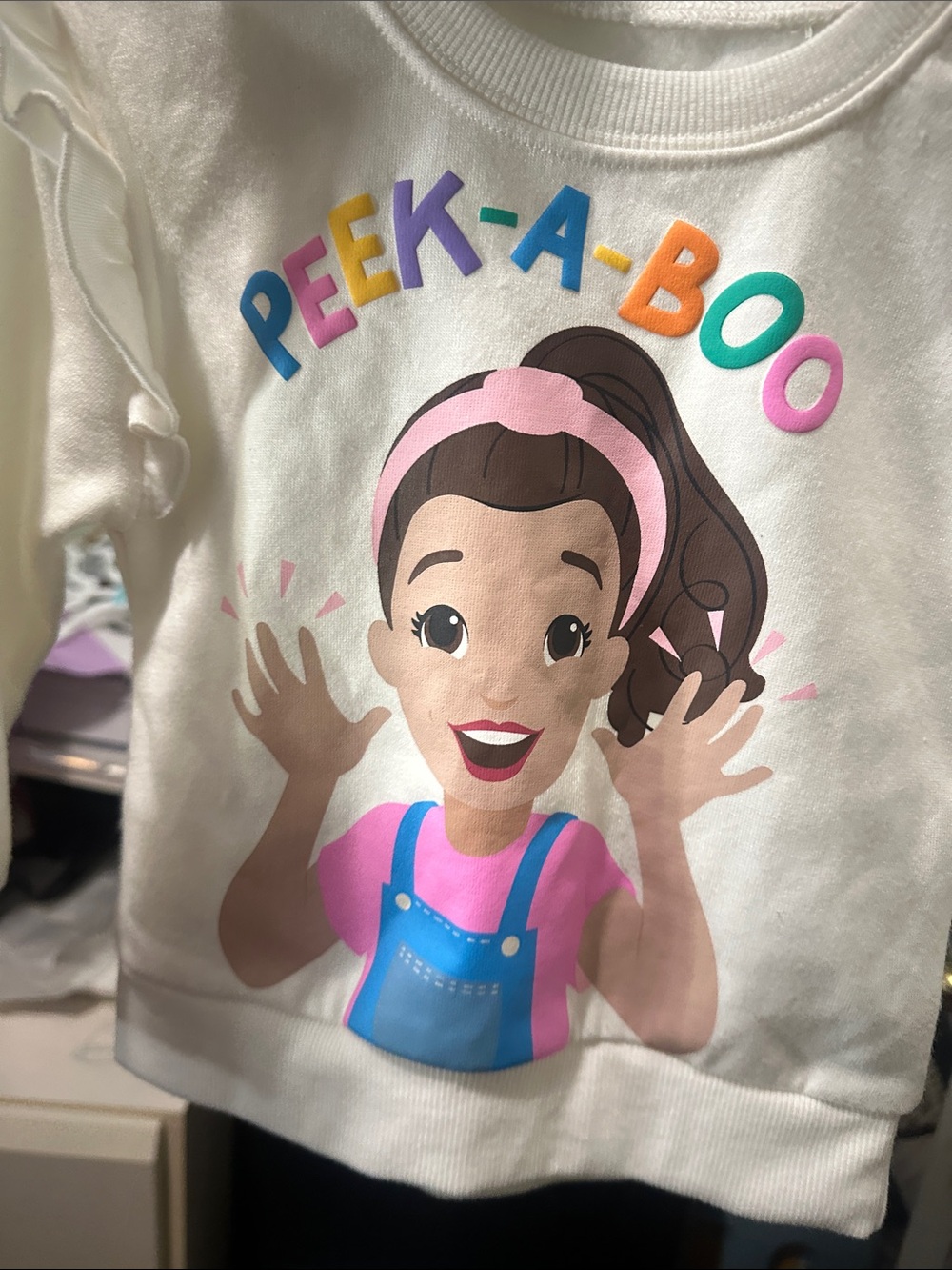 Cream 'Peek-A-Boo' Graphic Girls' Sweatshirt - Picture 2 of 5